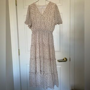 Beige floral maxi dress
